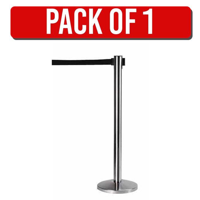 LADWA Set of 1 Q Please (Q Manager), 202 Grade Extendable 2.25 mtr Hook Type Stanchions Barrier Accessories Steel Barricade, Black Que Manager