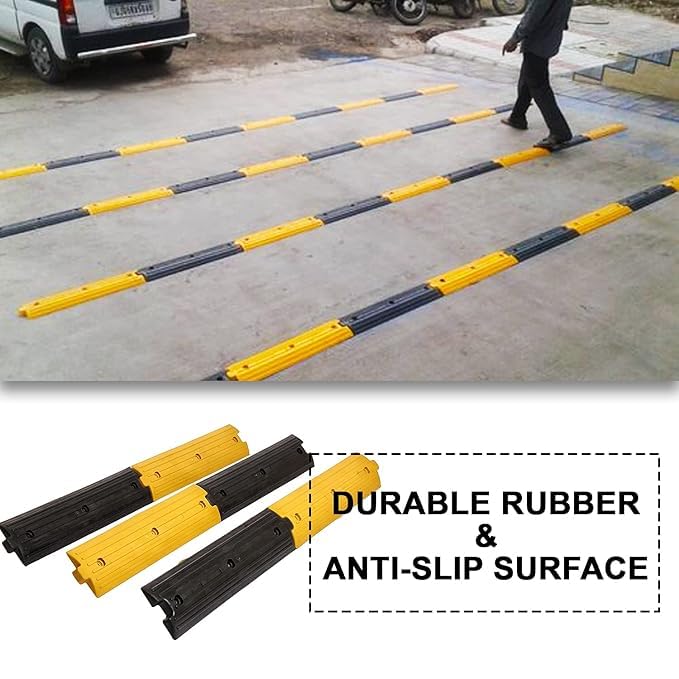 LADWA 6 Mtrs Plastic Rumblers Safety Speed Breaker in Black & Yellow Color for High Visibility