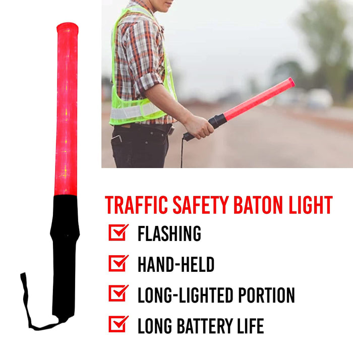 LADWA Non-Rechargeable Baton for Outdoor Safety Traffic Signal Warning Light Stick Baton for Parking Guides and Multipurpose (Lenght - 20 Inch) (Pack of 4)