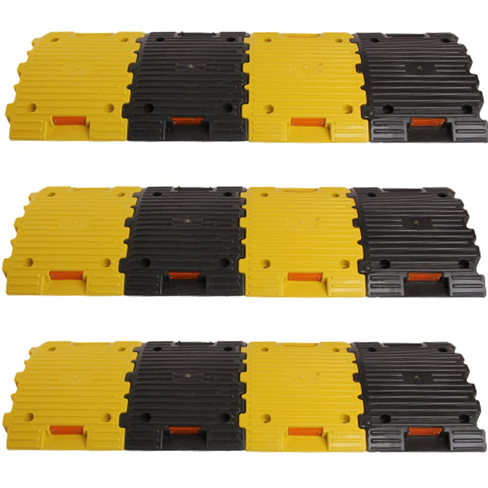 LADWA 3 Mtr, 50mm Plastic Road Hump Safety Speed Breaker in Black & Yellow Colour for High Visibility - (6 Black and 6 Yellow Pieces)