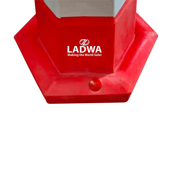 LADWA 750 mm, 1 Pc Heavy Duty Heavy Base Road Traffic Cone, Non Topple, No Fly Cone with Chain Ring, Two Night Visible Reflective Strips, Red Colour for Day Visibility