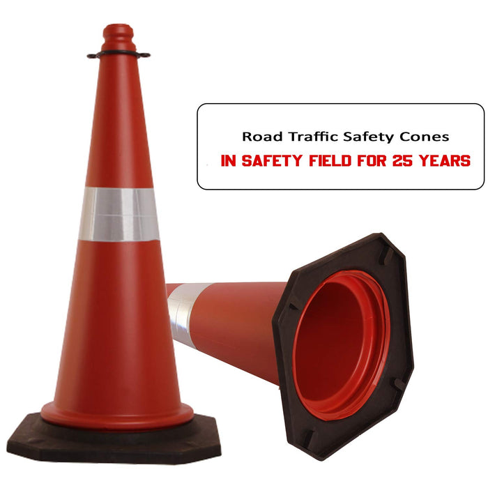 LADWA 4 Pcs 750mm Impact Resistant Road Traffic Safety Cones with Reflective Strips Collar