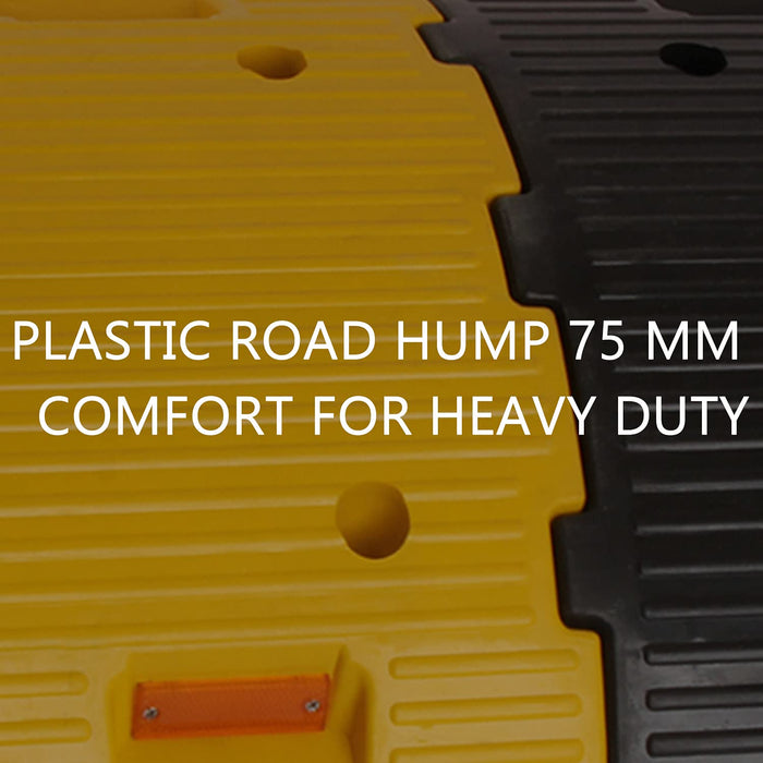 LADWA 4 Mtr, 75 mm Plastic Road Hump Safety Speed Breaker in Black & Yellow Colour for High Visibility