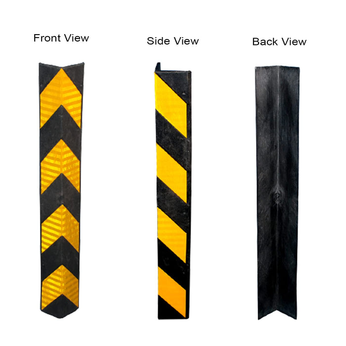 LADWA 800mm, 5 Pieces Parking Safety Pillar Guard, Rubber Corner L Shaped Guard with Yellow Reflective Tapes For High Visibility