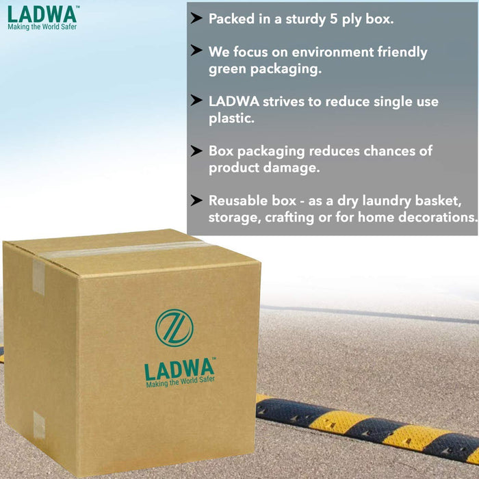 LADWA 4 Mtr, 75 mm Plastic Road Hump Safety Speed Breaker in Black & Yellow Colour for High Visibility