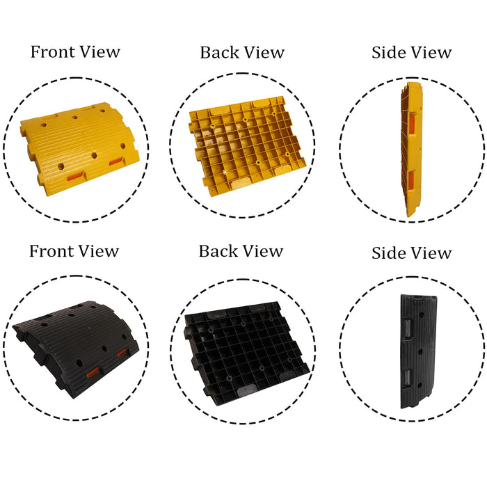 LADWA 4 Mtr, 75 mm Plastic Road Hump Safety Speed Breaker in Black & Yellow Colour for High Visibility