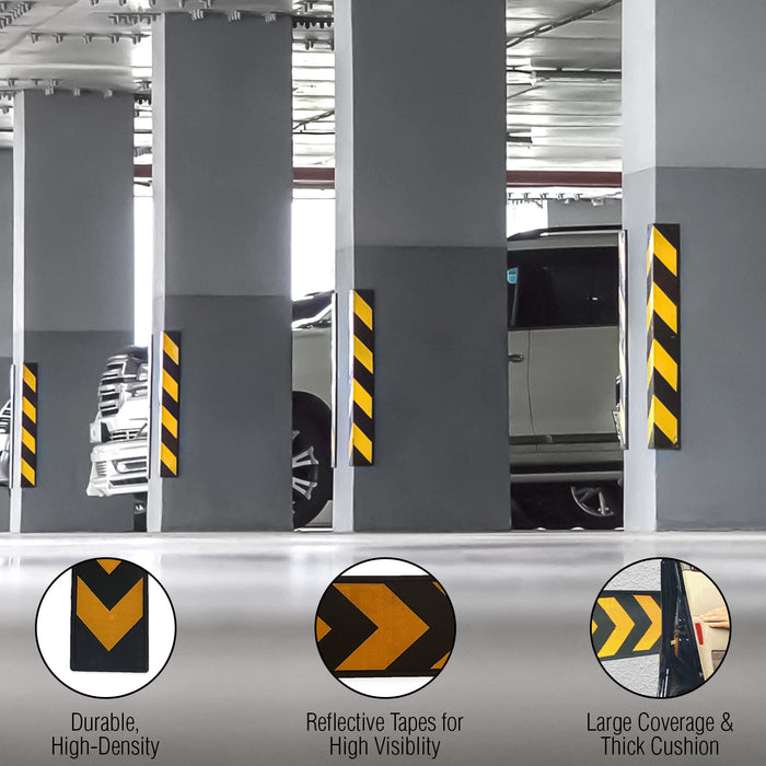 LADWA Rubber Wall Guards 41'' With Arrow Reflective for Wall Guard Protector for Directional Parking Garage Traffic Control