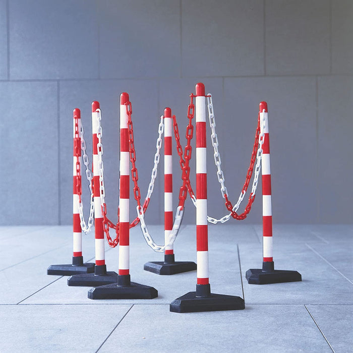 LADWA S Hook Type Plastic Safety Barrier Cone Chain for Construction with 6mm Thickness (Red & White) (20 Meter)