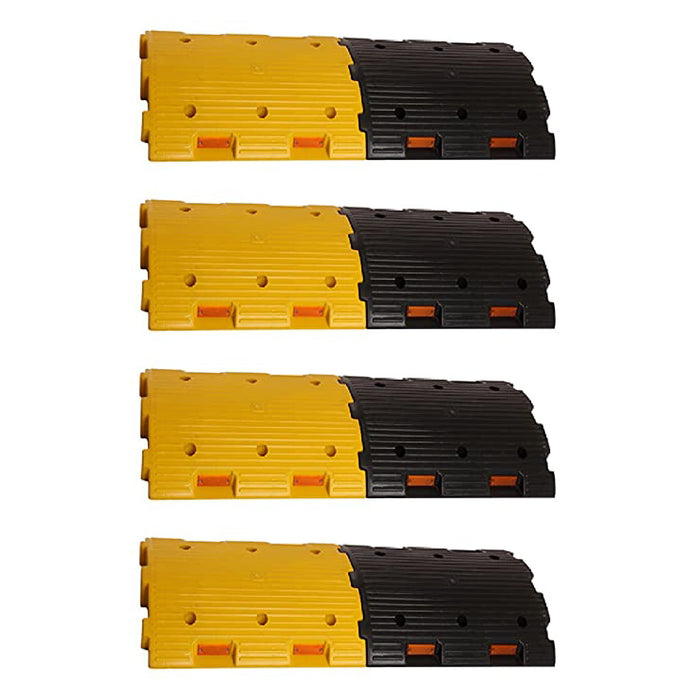 LADWA 4 Mtr, 75 mm Plastic Road Hump Safety Speed Breaker in Black & Yellow Colour for High Visibility