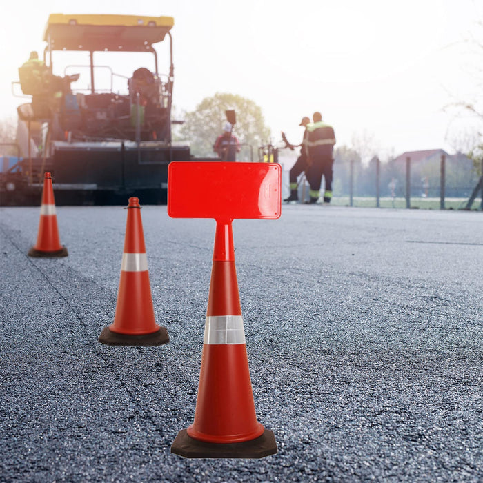 LADWA 750mm Combo of Impact Resistant Road 1 Traffic Safety Cones + 1 mtr chain + 1 Hooks & 1 Sign Plate with Reflective Strips Collar For Road Attention